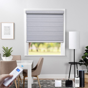 Nhà Máy Giá thông minh cơ giới cách điện Zebra rèm ánh sáng bằng chứng màn điện Shades đen được xây dựng trong cài đặt đồng bằng - Product Image 1