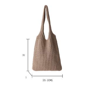 Borsa da spiaggia con presa estiva bohémien borsa a tracolla in rete lavorata a mano di tendenza da donna borsa all'uncinetto in poliestere da donna - Product Image 2