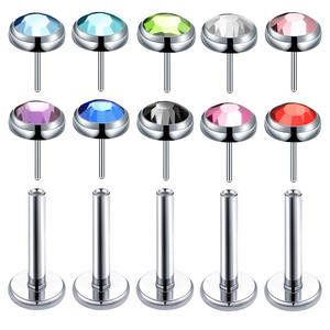 Joyería para <span class=keywords><strong>Piercing</strong></span>, Pendientes de Titanio con Bisel de Cuarzo para <span class=keywords><strong>Piercing</strong></span> Rook, Joyería Corporal de Titanio sin Rosca, <span class=keywords><strong>Piercing</strong></span> de Nariz, Biocompatibilidad - Product Image 1
