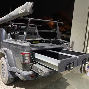 Tiroirs de rangement de lit de camionnette en aluminium personnalisés en usine Système de tiroirs doubles avec plateau <span class=keywords><strong>coulissant</strong></span> pour jeep Gladiator - Product Image 1