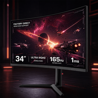 Monitor Curvo 4K de 34 Pulgadas, 165Hz, 1ms, 1500R, para Juegos, de Fábrica OEM ODM, para PC y Otros Usos