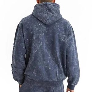 Best Selling Custom Logo Men Winter Acid Wash Tracksuit 100% Cotton Streetwear Breathable Eco-Friendly - Product Image 5