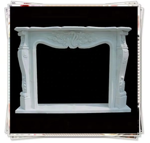 Cheminée en marbre blanc du Hunan avec colonne statue d'ange cheminée à granulés antique manteau en bois d'intérieur de style français - Product Image 2