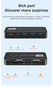 Commutateur KVM HDMI FJGEAR 8K302S 2 ports avec prise en charge de la technologie <span class=keywords><strong>SBS</strong></span> 3.0 Alimentation stable 8K 60Hz pour tous les périphériques USB - Product Image 3