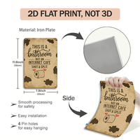 Divertido Letrero Metálico para Baño, Decoración de Pared con Etiqueta de Papel Higiénico en Varios Estilos para Baño de Estilo Rústico
