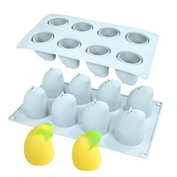 3D Mango Vorm Siliconen Mal Fruit Mousse Cakevorm 8 Holtes Mango Siliconen Bakvorm Banket Chocolade IJs Dessert Gereedschap