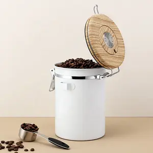 Desain baru penyimpan makanan kaleng kopi dengan pelacak tanggal baja tahan karat dengan tutup kedap udara 800ml/1000ml/1400ml/1800ml 22oz