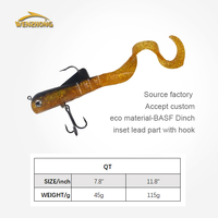 Leurre de pêche souple à longue queue WZ QT-P 30cm 115g avec hameçon pour poissons d'eau salée, brochet, bar et saumon