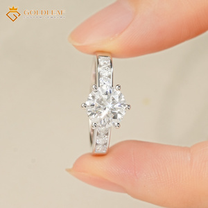 Goldleafgem Custom Brilliant Cut Moissanite 18K Gold Plated Prong Setting Classic 925 <b>Silver</b> Women's Wedding Engagement <b>Ring</b> - Product Image 6