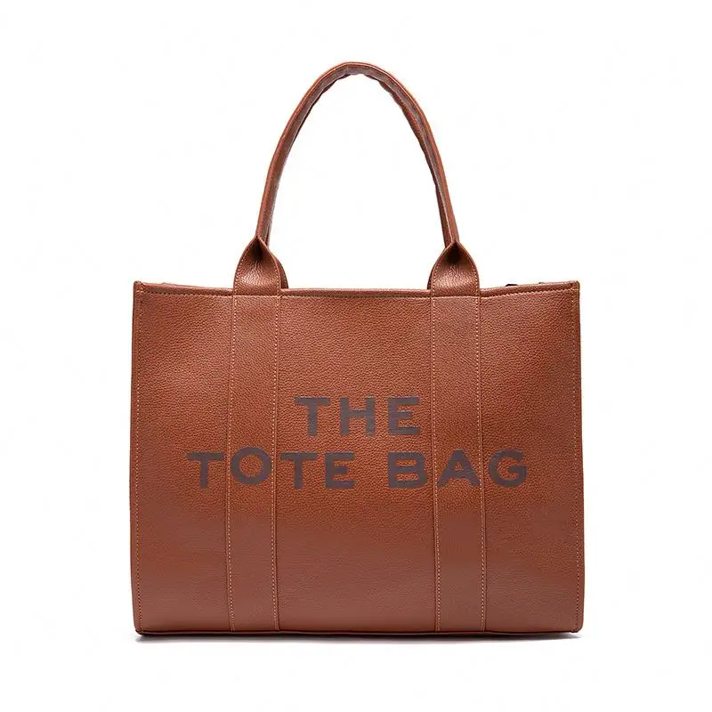 Bolsa de mão dobrável reutilizável com zíper personalizada para meninas, bolsa luxuosa com logotipo grande à prova d'água, sacola de mão de pu