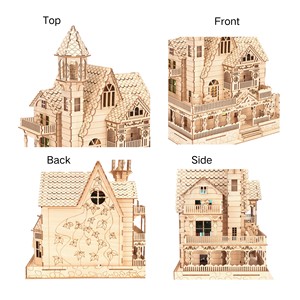 Puzzle 3D in Legno Personalizzato Stile Moderno Villa con Giardino e Cortile per Appassionati di Architettura - Product Image 3