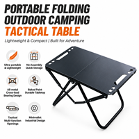 Table pliante portable noire en promotion, plateau entièrement métallique thermolaqué, sans assemblage, légère et compacte pour l'extérieur