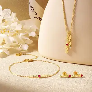 Dylam NO MOQ Mama Collection Pregnant Mothers Day Gifts 5A Zircon 18K Gold Plated Elegant Layered Love Mama Pendant Necklaces