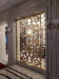 Biombo Francés de Metal en Oferta, Biombo Vintage de Lujo, Diseño Art Deco de Acero Inoxidable Cortado con Láser, Multifuncional, Rosa Dorado - Product Image 5