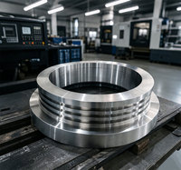 Servicio de Torneado y Ranurado CNC de Precisión OEM, Anillo de Acero Mecanizado Grande con Ranuras