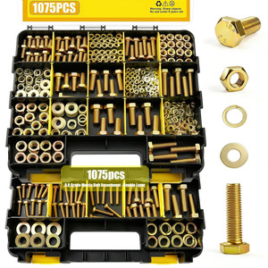 1075Pcs Metric Bolt Nut Assortment 8.8 Grade Zinc Plated Carbon Steel Double Layer Tool Case Fastener Kit - Product Image 1