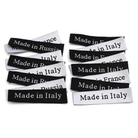 Fabriqué en Italie France Russie Tissé Vêtements Étiquettes Étiquettes À La Main Noir Blanc Coton Étiquette Principale pour Chapeaux Sacs Décoration