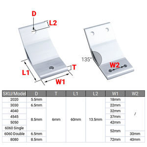 135 Degree 2020 3030 4040 4545 5050 6060 8080 Corner Angle Bracket Connection Joint Support for Aluminum Profile - Product Image 3