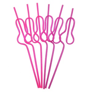 Reusable Hard Plastic Juice Swirly Straws Penis Shaped, Custom PET Crazy Party Straw for Bachelor Bachelorette Hen Party