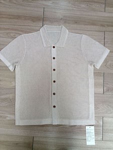 Camicia da uomo con colletto cubano alla moda <span class=keywords><strong>Cardigan</strong></span> lavorato a maglia camicia estiva Casual a righe verticali in maglia <span class=keywords><strong>Polo</strong></span> da uomo - Product Image 6