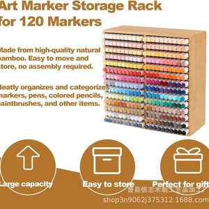 Wooden Desktop Marker Storage <b>Box</b> Multi Layer Square <b>Pen</b> Holder For Art Supplies - Product Image 5