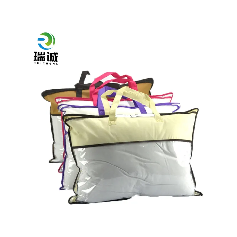 Ruicheng no tejido con cremallera bolsa textil para el hogar núcleo almohada personalizada hacer bolsa de almacenamiento de ropa publicidad de PVC