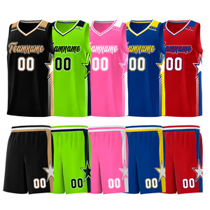 Vente en gros de maillots de <span class=keywords><strong>basket</strong></span>-ball en maille de polyester légers et respirants personnalisés vêtements de sport unisexes personnalisés étoile grande taille imprimée - Product Image 1