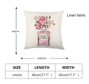 Lale 18x18 inç suluboya çiçek çiftlik minder örtüsü keten baskı çiçek dekoratif kırlent kapak - Product Image 4