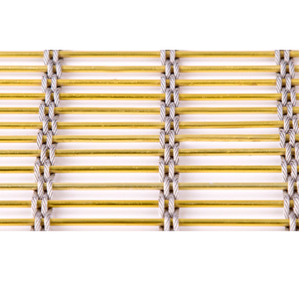 Grillage <span class=keywords><strong>métallique</strong></span> architectural tressé bicolore en fil d'acier inoxydable de qualité supérieure et barres dorées, certifié, pour écran décoratif pliable - Product Image 5