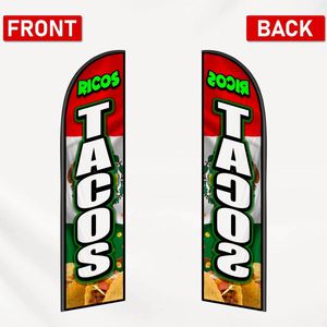 2.5*11.5 FT TACOS RICOS High Quality Custom Feather <b>Flags</b> Beach <b>Flag</b> for Beach Party and Advertising Promotions - Product Image 3