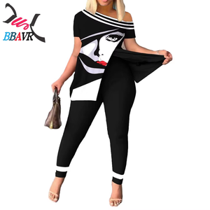 Ensemble pantalon et t-shirt pour femme, imprimé numérique tendance, taille extra large, ensemble pantalon et haut d'été pour femme - Product Image 3