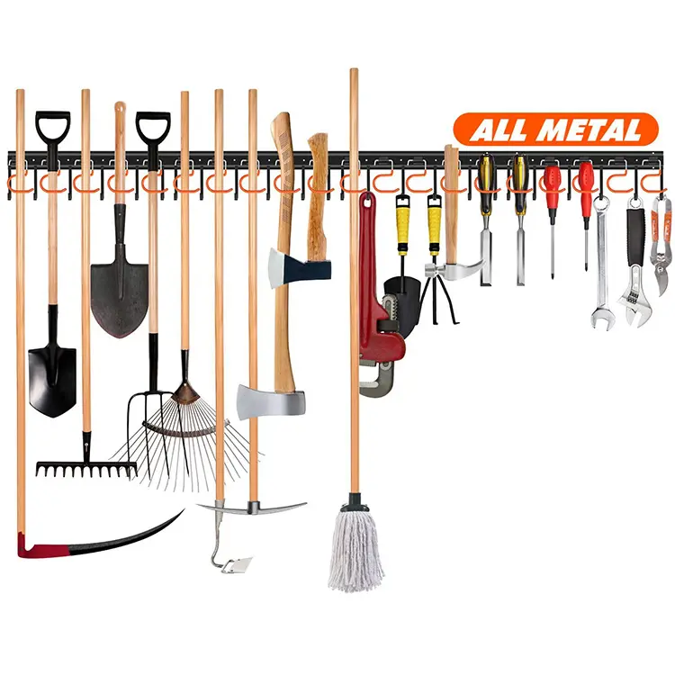 JH-Mech Garage Organizers and Storage OEM Large Hanging Capacity Welded Hooks Design All Metal Garden Tool Organizer