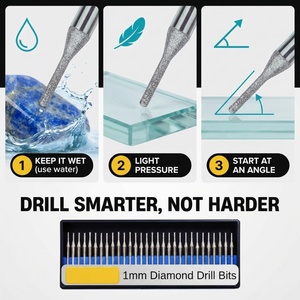 Jeu de 30 forets diamantés de 1 mm JDK, tige de 1/8 pouce, compatibles <span class=keywords><strong>avec</strong></span> les outils rotatifs <span class=keywords><strong>Dremel</strong></span>, forets diamantés pour la fabrication, le <span class=keywords><strong>verre</strong></span>, la céramique - Product Image 2
