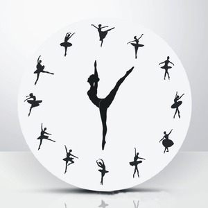 <strong>DIY</strong> Ballet Girl Plastic Wall <strong>Clock</strong> Silent <strong>Clock</strong> for Living Room Bedroom Study Room Office Creative Retro Nostalgic UV Printing - Product Image 1