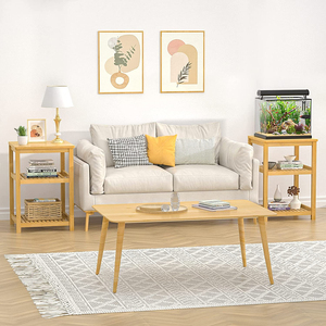 Mesa Auxiliar Multifuncional de 2 Niveles, Mueble de Almacenamiento para Baño, Mesas de Bambú para el Hogar, Oficina, Sala de Estar, Dormitorio, Baño, Estudio - Product Image 4