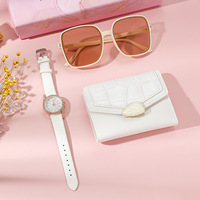 Set de Regalo para Mujer con Caja de Regalo, Cartera, Gafas de Sol, Reloj Ultra Quartz, Correa de Cuero Sintético y Acero Inoxidable, Perfecto para Compras y Viajes