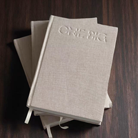 Carnet A5 personnalisé gaufré de haute qualité en tissu de lin, couverture rigide, vente en gros, journal ligné pour le bien-être personnel