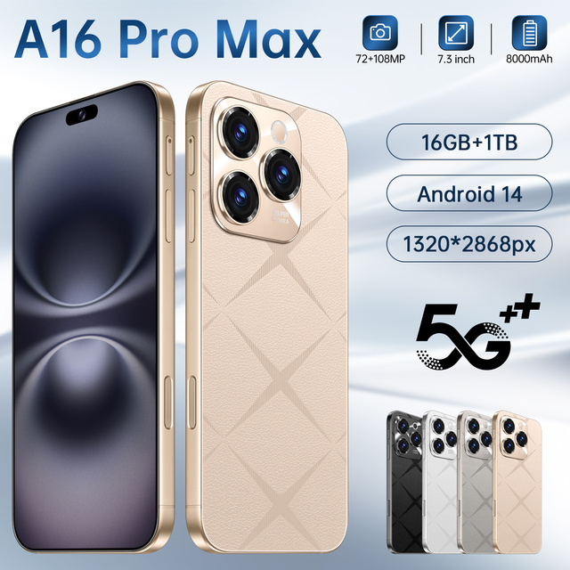 16 Pro Max Smartphone 16+1TB Memory 8000mAh Battery 5G Dual SIM Multi-Language Interface
