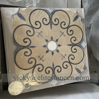 Onyx vert de luxe avec fleur en marbre beige Médaillon en marbre au jet d'eau Incrustation de sol Mosaïque Design pour hôtel et villa