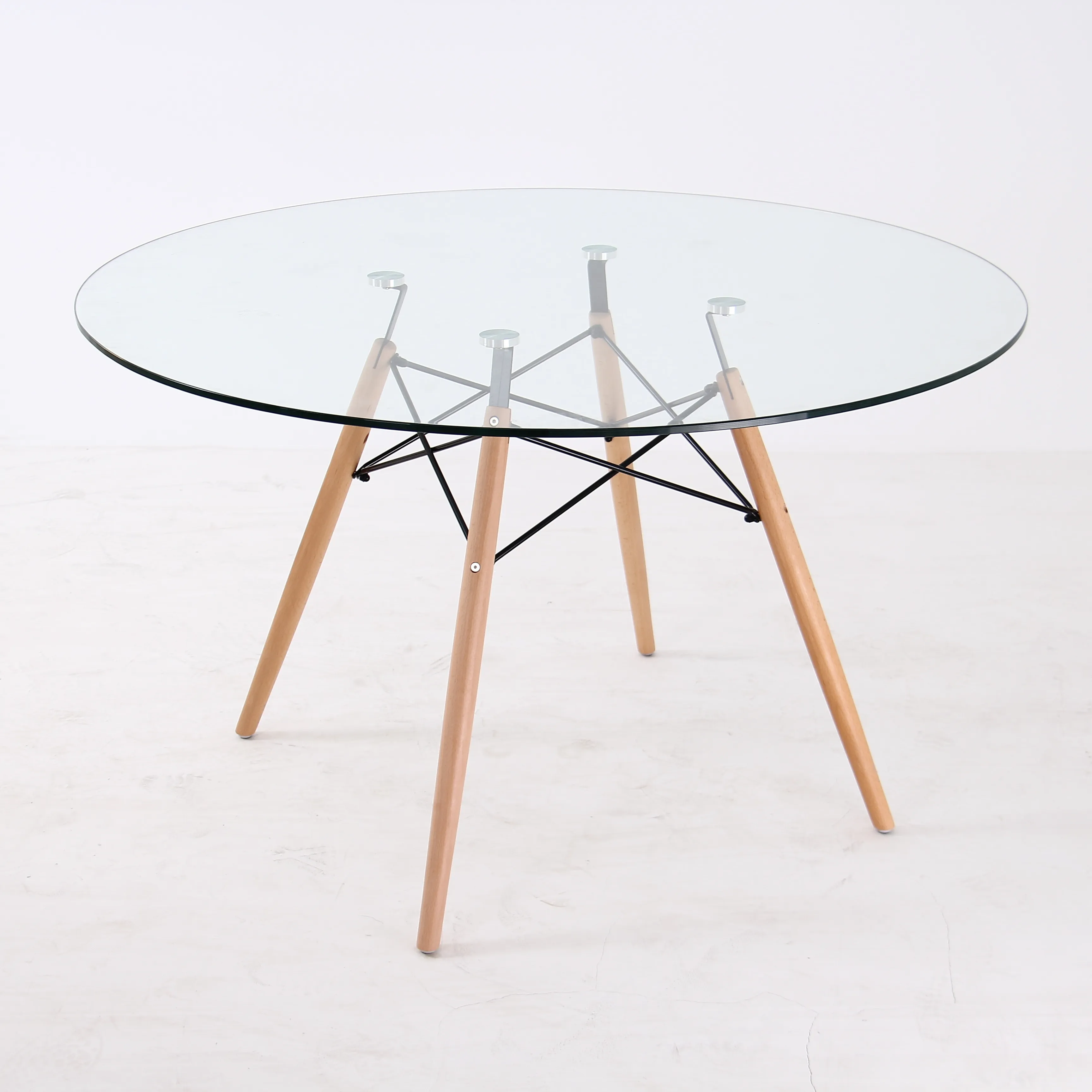 Высококачественная мебель, современный круглый обеденный стол из закаленного стекла с металлической основой