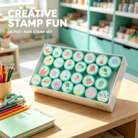 Ensemble de tampons auto-encreurs pour enfants, motifs animaux variés, tampon en plastique facile à saisir, création artistique DIY, tampons éducatifs pour l'apprentissage