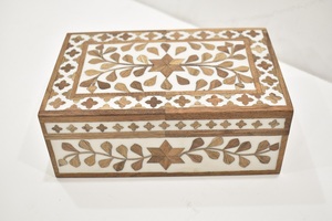 Handcrafted Floral Inlay Wooden Resin Storage <b>Box</b> with Lid Decorative Keepsake Organizer Available at Competitive Price - Product Image 5
