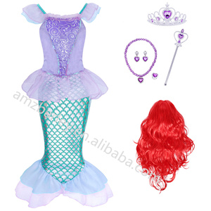 Robe de princesse sirène en dentelle pour filles, Costumes de films <span class=keywords><strong>et</strong></span> de télévision, robes de carnaval d'halloween pour enfants, robes de princesse <span class=keywords><strong>Ariel</strong></span> - Product Image 2
