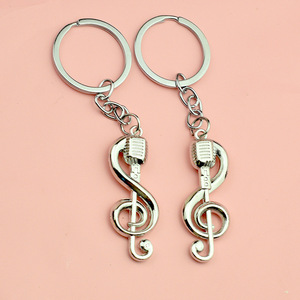 Wholesale Metal Music Note Microphone Shape Key‑ring Creative Music Symbol Keychain Souvenir For Music Studio Gift - Product Image 5
