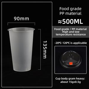 Logotipo personalizado de fábrica Impreso Esmerilado Transparente PP Vasos de plástico Desechables Leche Boba Espuma Té Tazas de plástico - Product Image 6