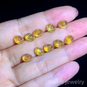 ลูกปัดแซฟไฟร์ทรงวงรีรูปดาวสีน้ำเงินสีขาวสีเหลืองอัญมณีหลวมขายส่งหลังแบน - Product Image 5