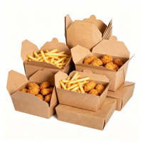 Boîte pliante en papier kraft pour repas, emballage alimentaire jetable pour salades à emporter, restaurant