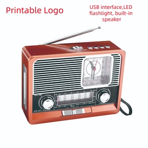 Wood-grain vintage multi-functional full-band radio watch flashlight rechargeable <b>speaker</b> portable - Product Image 1