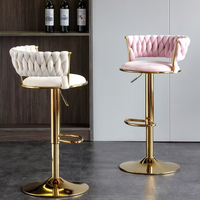 Chaise de bar élégante et moderne pour salle à manger, mobilier d'appartement, tabourets de bar rembourrés avec dossier et repose-pieds
