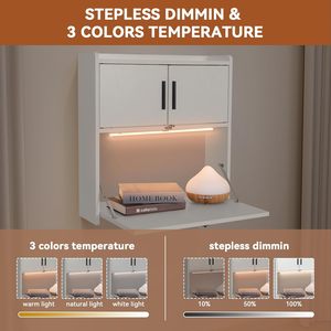 Customized Wall Mounted Desk With LED Light <strong>Folding</strong> Laptop Table <strong>Computer</strong> <strong>Workstation</strong> With Storage Space Saving for Home Office - Product Image 4